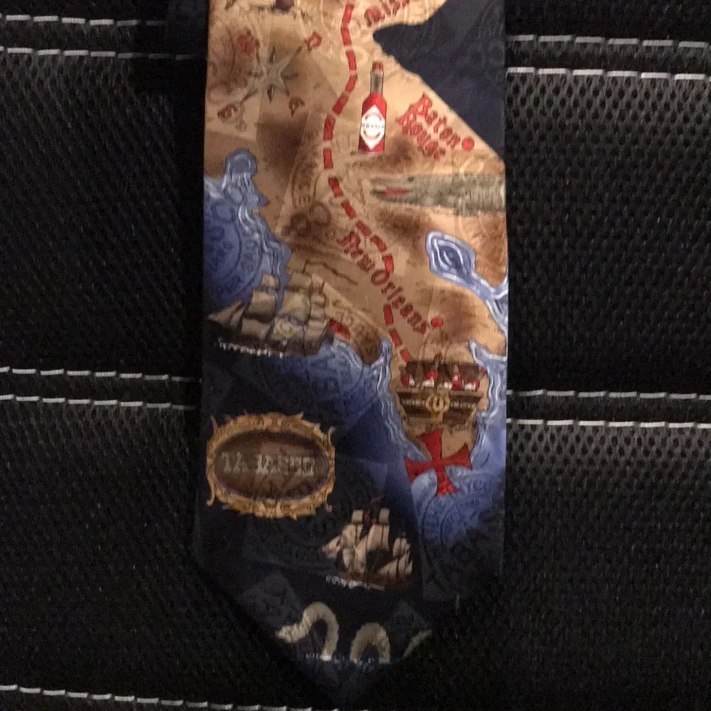 New Tabasco New Orleans Louisiana treasure map pirate ship Cajun silk tie